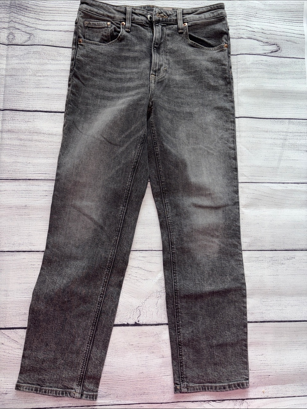 H&M Charcoal Vintage Slim Acid Wash Jeans Size 6